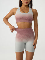 Load image into Gallery viewer, Gradient Scoop Neck Tank and High Waist Shorts Active Set
