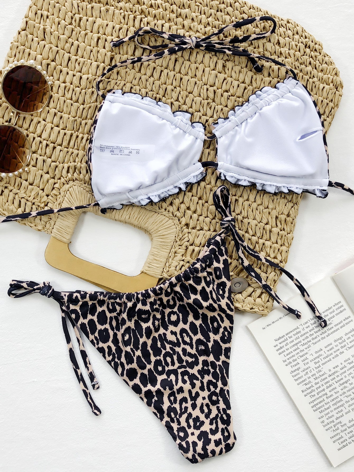 Frill Halter Neck Tie Side Bikini Set