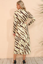 Load image into Gallery viewer, Printed Mock Neck Long Sleeve Slit Dress
