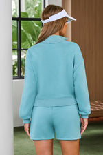 Load image into Gallery viewer, Half Button Sweatshirt and Shorts Active Set
