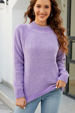Load image into Gallery viewer, Waffle-Knit Round Neck Reglan Sleeve Sweater
