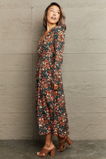 Load image into Gallery viewer, Printed Surplice Neck Long Sleeve Dress
