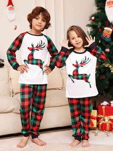 Reindeer Graphic Top and Plaid Pants Set