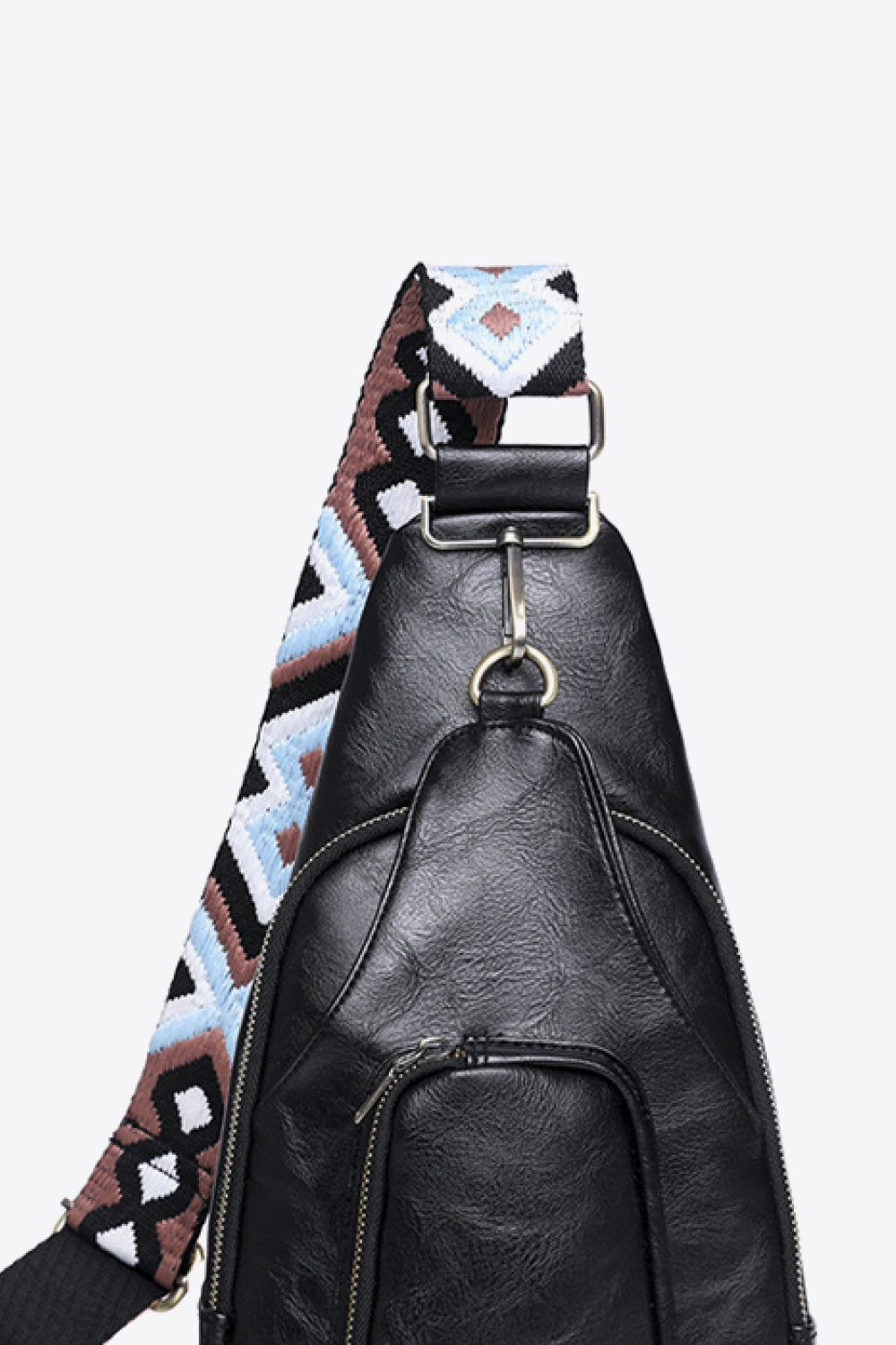 Structured Faux Leather Sling Shoulder Bag