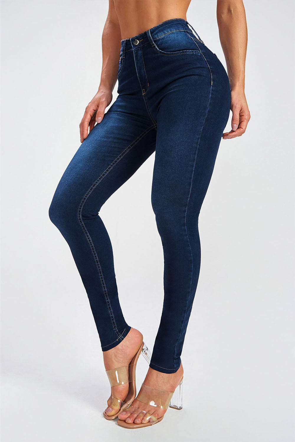 Button Fly Skinny Jeans Pants