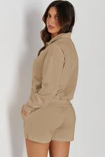 Load image into Gallery viewer, Half Button Sweatshirt and Shorts Active Set
