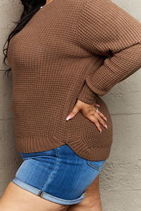 Plus Size High Low Waffle Knit Sweater