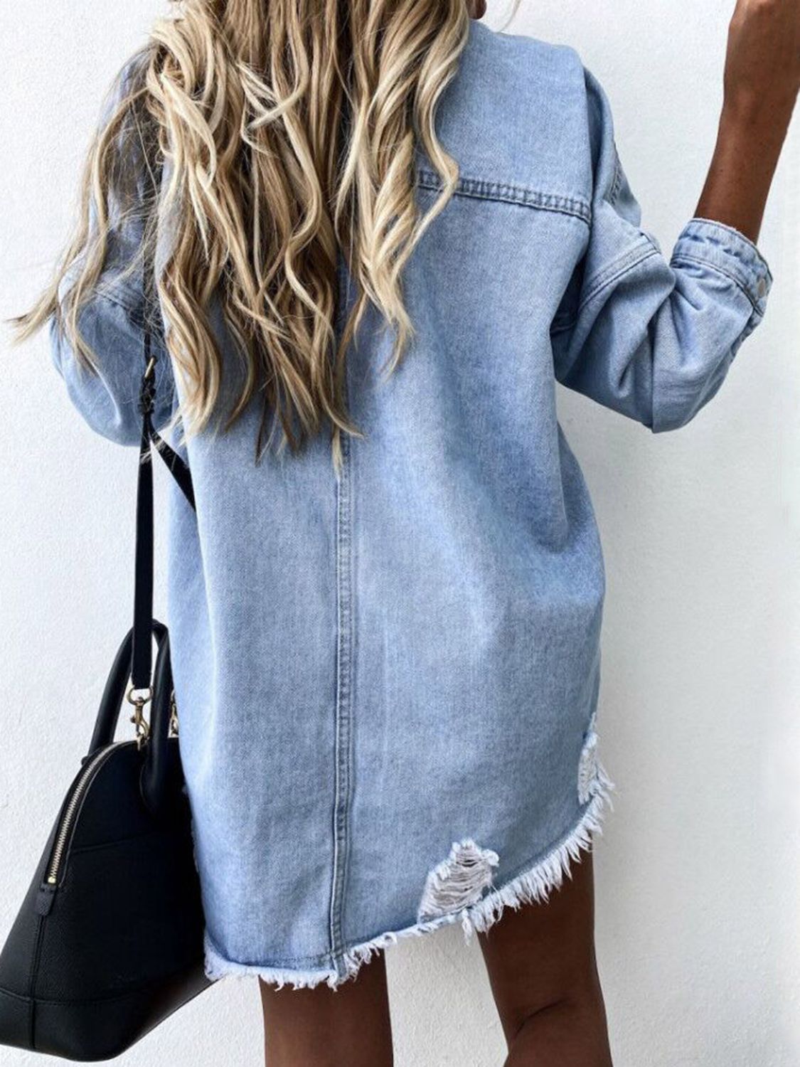 Oversized Raw Hem Denim Jacket