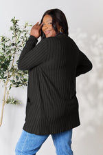 Load image into Gallery viewer, Ribbed Open Front Cardigan with Pockets
