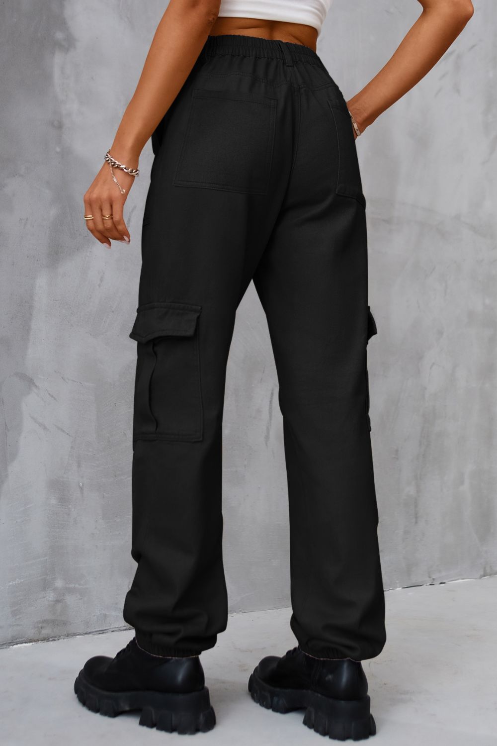 Buttoned High Waist Wide Leg Pants