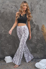 Load image into Gallery viewer, Snakeskin Print Flare Leg Pants
