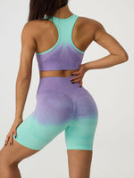 Load image into Gallery viewer, Gradient Scoop Neck Tank and High Waist Shorts Active Set
