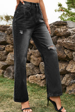 Load image into Gallery viewer, Distressed Buttoned Loose Fit Jeans Pants
