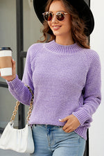 Load image into Gallery viewer, Waffle-Knit Round Neck Reglan Sleeve Sweater
