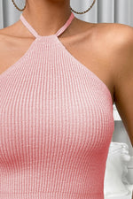 Load image into Gallery viewer, Halter Neck Ribbed Cropped Knit Top
