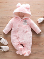 Load image into Gallery viewer, Rabbit Decor Long Sleeve Hooded Snapped Jumpsuit
