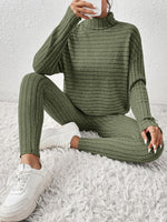 Load image into Gallery viewer, Ribbed Turtleneck Top and Pants Set
