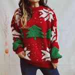Load image into Gallery viewer, Snowflake Round Neck Long Sleeve Sweater
