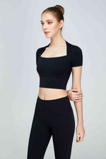 Load image into Gallery viewer, Short Sleeve Cropped Sports Top
