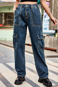 Long Straight Leg Cargo Pants with Pockets