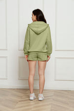 Load image into Gallery viewer, Zip Up Drawstring Hoodie and Shorts Set
