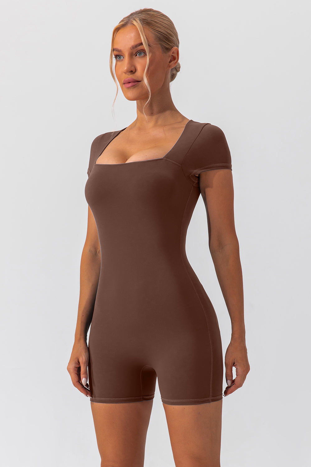 Square Neck Short Sleeve Active Romper