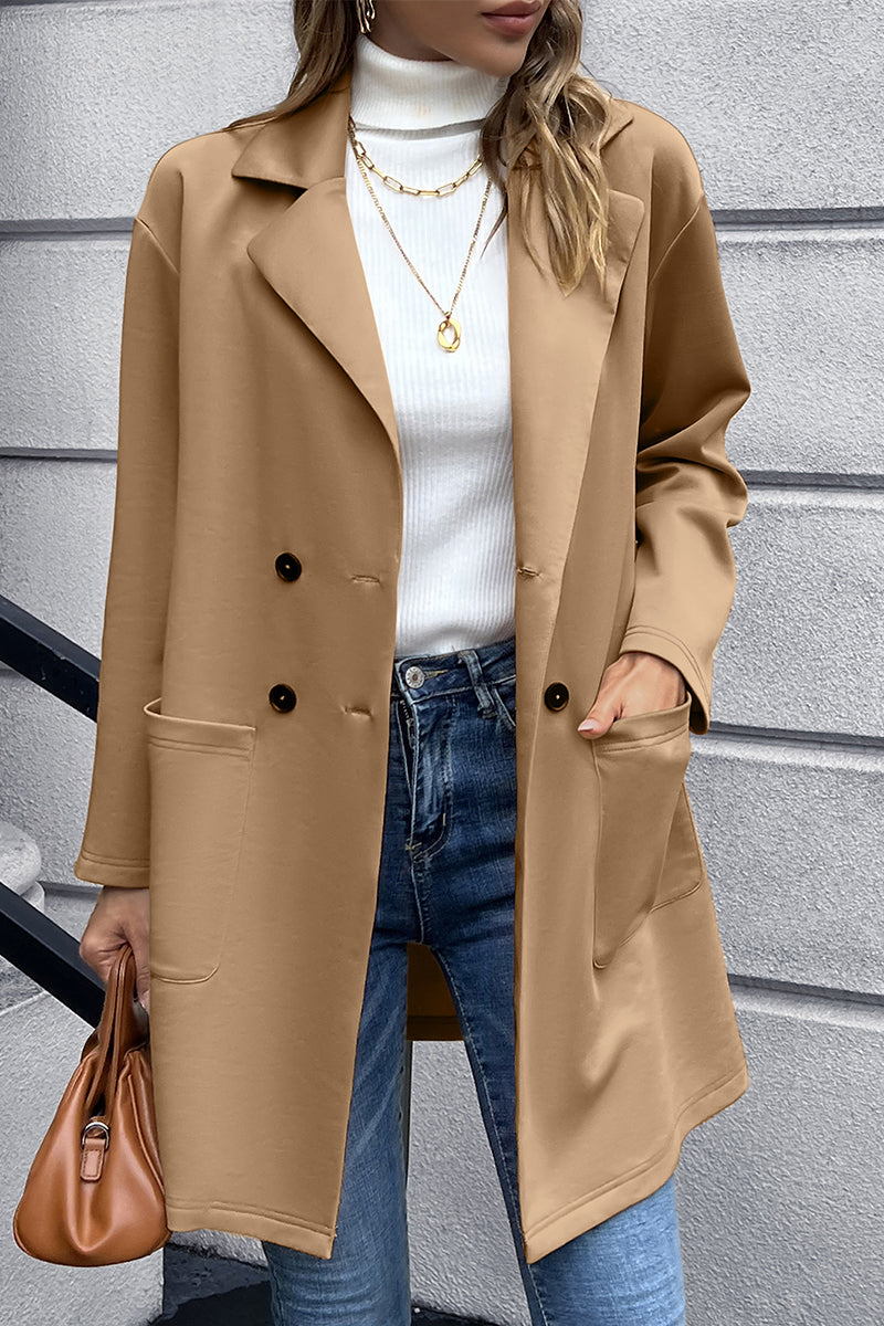 Double-Breasted Lapel Collar Blazer