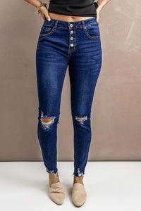 Distressed Button Fly Skinny Jeans Pants