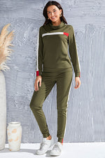 Load image into Gallery viewer, Mock Neck Long Sleeve Top and Side Stripe Pants Set
