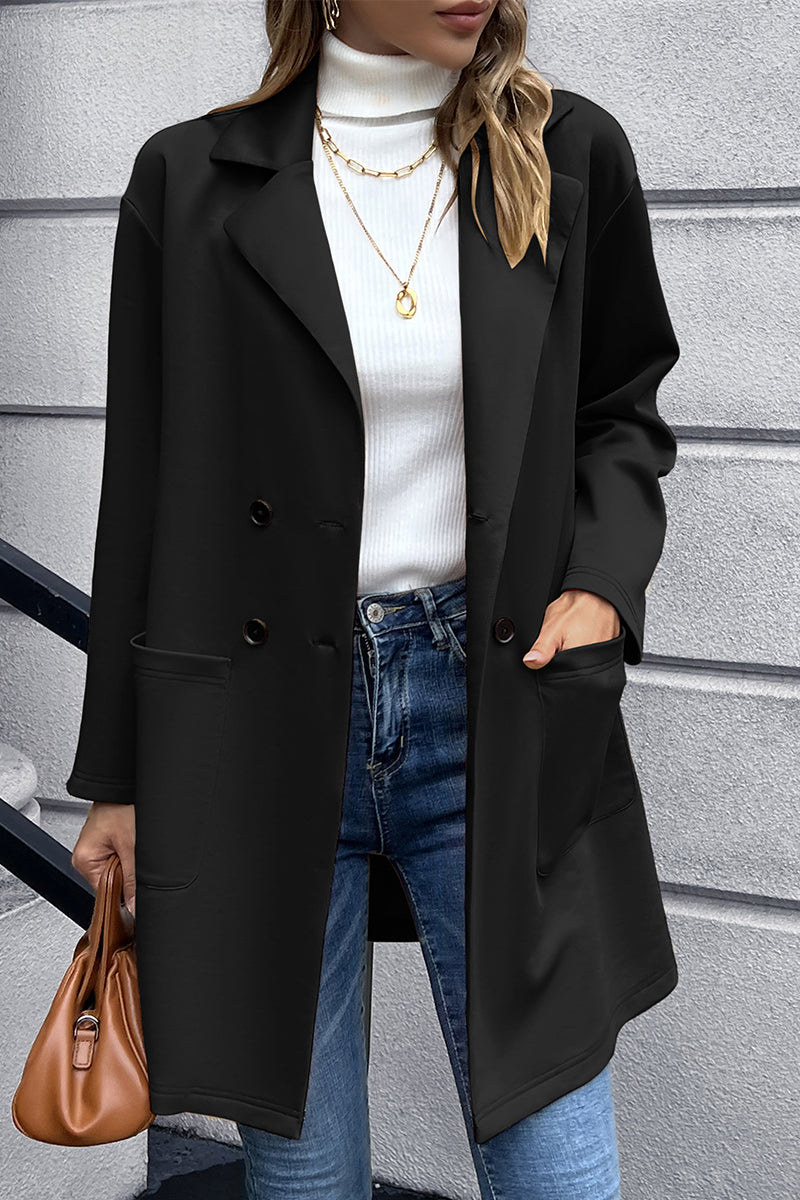Double-Breasted Lapel Collar Blazer