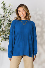 Load image into Gallery viewer, Ribbed Round Neck Slit Knit Top
