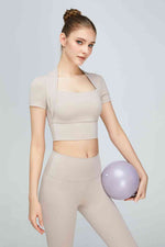 Load image into Gallery viewer, Short Sleeve Cropped Sports Top

