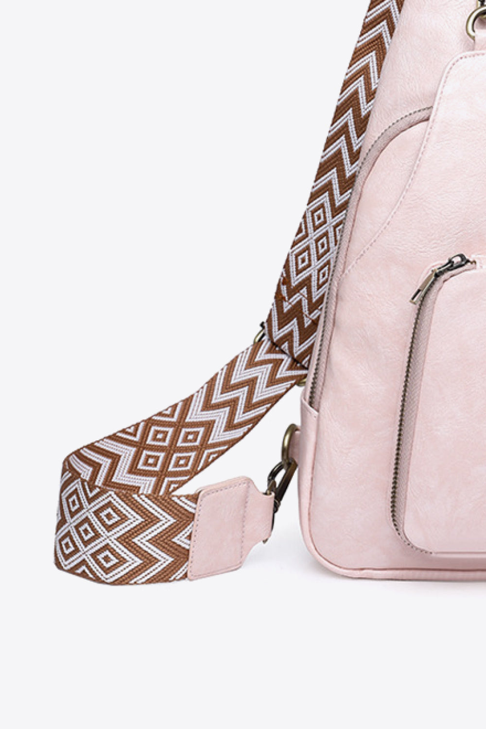 Structured Faux Leather Sling Shoulder Bag