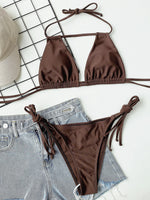 Load image into Gallery viewer, Halter Neck Ruched Bikini Set
