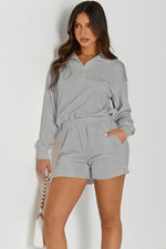 Load image into Gallery viewer, Half Button Sweatshirt and Shorts Active Set

