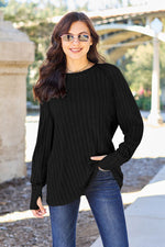 Load image into Gallery viewer, Ribbed Round Neck Long Sleeve Knit Top
