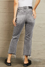 Load image into Gallery viewer, Stone Wash Distressed Cropped Straight Jeans Pants
