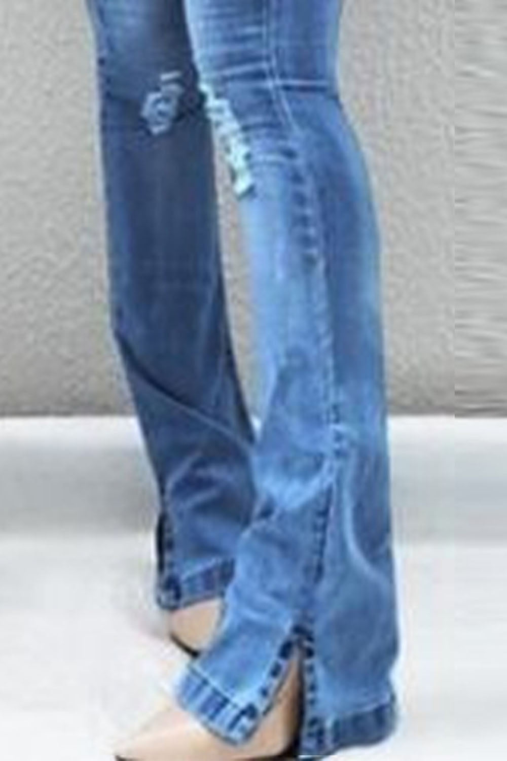 Button Fly Slit Jeans Pants