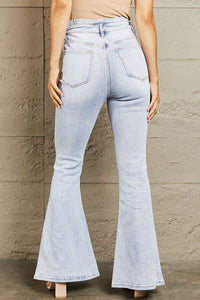 High Waisted Button Fly Flare Jeans Pants