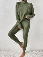Load image into Gallery viewer, Ribbed Turtleneck Top and Pants Set
