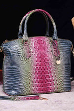 Load image into Gallery viewer, Croc-Embossed Gradient PU Leather Handbag – Luxe Fade Finish
