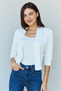 3/4 Sleeve Cropped Cardigan in Ivory