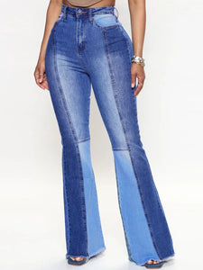 Wide Leg Raw Hem Jeans Pants