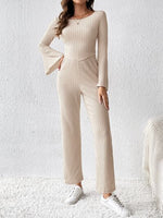 Load image into Gallery viewer, Ribbed Flare Sleeve Top and Pants Set
