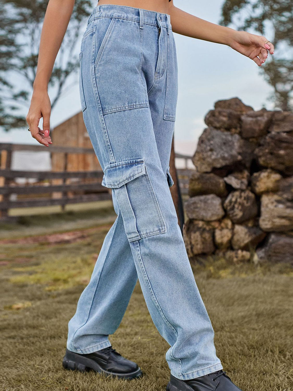 High Waist Wide Leg Cargo Pants