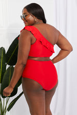 Load image into Gallery viewer, Ruffle One-Shoulder Bikini in Red

