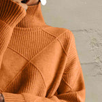 Load image into Gallery viewer, Geometric Turtleneck Long Sleeve Sweater- Fall Knit
