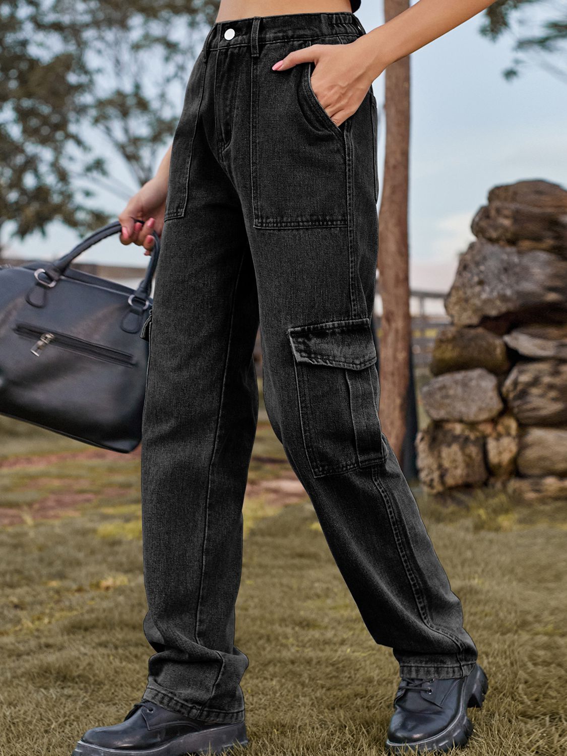 High Waist Wide Leg Cargo Pants