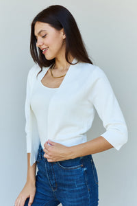 3/4 Sleeve Cropped Cardigan in Ivory