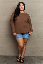 Load image into Gallery viewer, Plus Size High Low Waffle Knit Sweater
